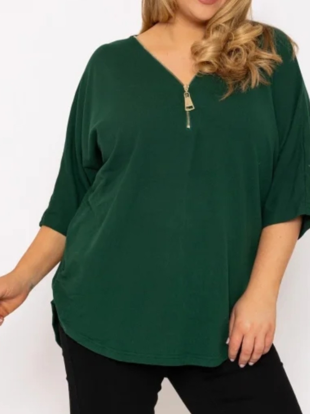 Ricki's XXL Dark Green V-Neck Zip Front Dolman Top